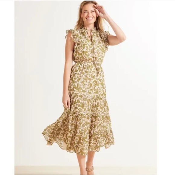 BB DAKOTA Steve Madden Endless Scroll Tiered A-line Midi Dress - Picture 3 of 6